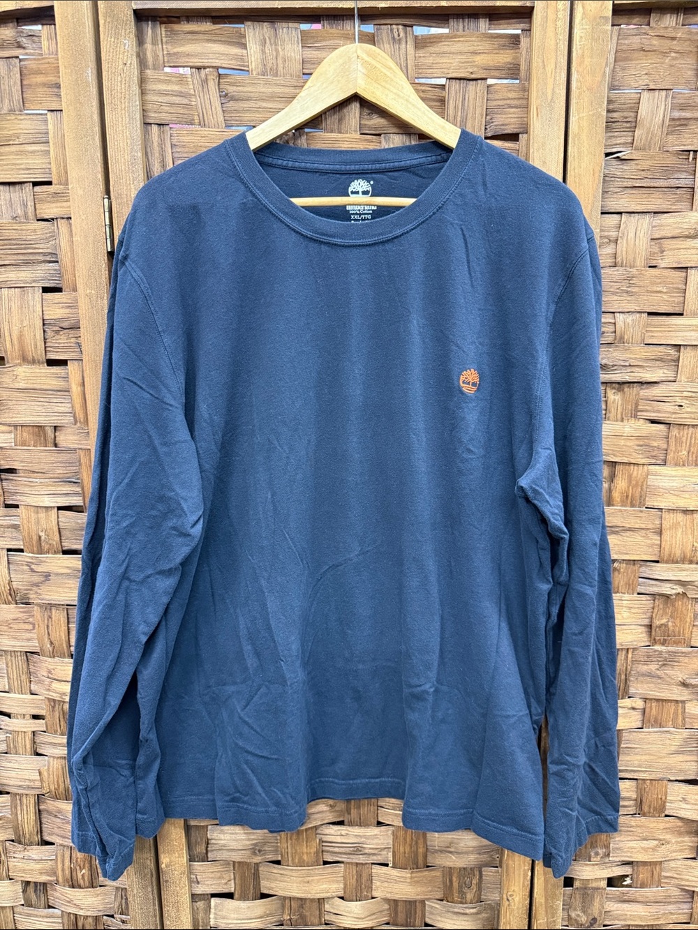Timberland Long-Sleeve Crewneck Shirt - Navy with Orange Logo